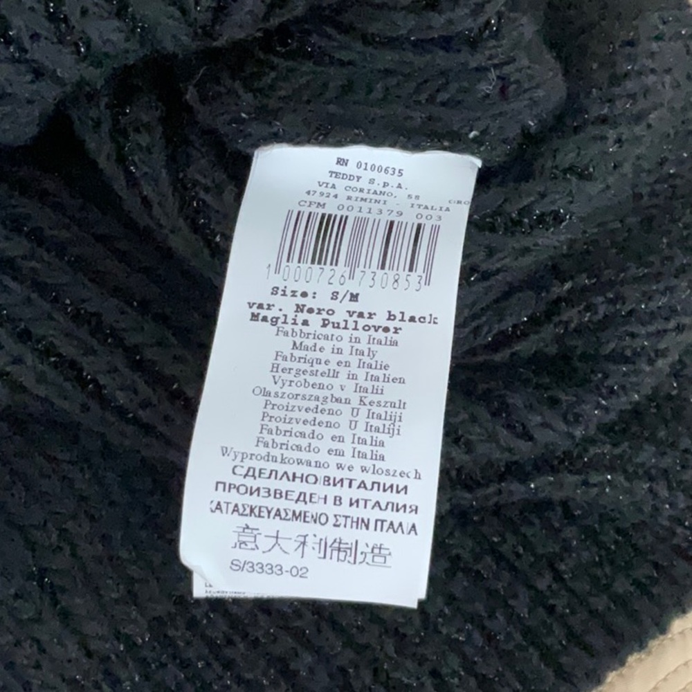 NWT Women's Rinascimento Knit / Square - Wide Neck Crop Top / Size S/M / Black - Picture 13 of 16